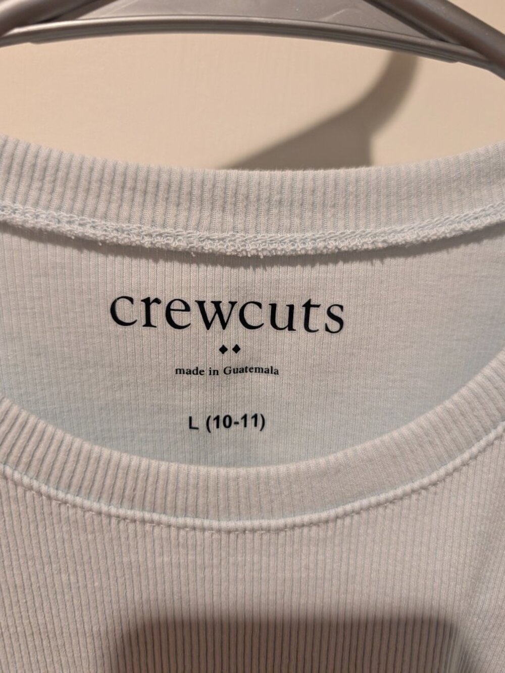 Crewcuts by J.Crew Girls Light Blue Ribbed Flutter Sleeve Top Sz L (10-11) - Picture 2 of 3